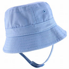 Load image into Gallery viewer, Baby&#39;s 100% Cotton Blue Bucket Hat with Adjustable Chin Strap