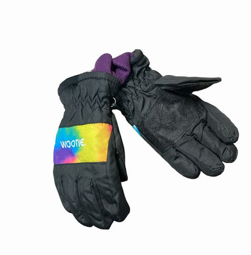 Children's Winter Snow Gloves sz 8-10 Kids Black Rainbow NEW - Little Gift Nook