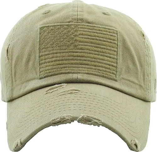 American Flag Khaki Adult Vintage Patch baseball hat