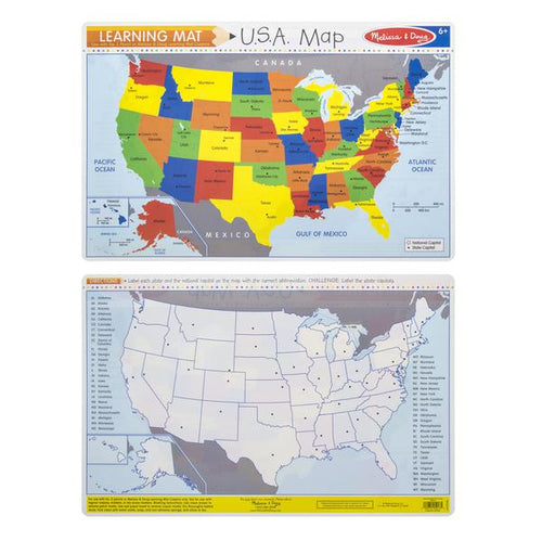 Melissa & Doug Learning Mat USA MAP. Double Sided.