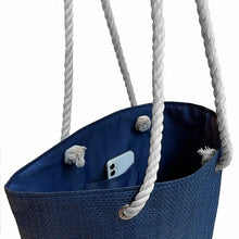 Load image into Gallery viewer, Buffalo Bills woven LOVE Bills tote navy &amp; white inside bag