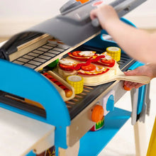 Load image into Gallery viewer, Melissa &amp; Doug Wooden Pretend Play Grill &amp; Pizza Oven. Close up of Pizza.
