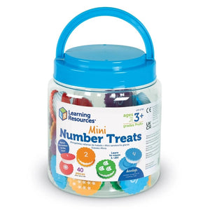 Learning Resources Mini Number Treats. Matching Coutning Educational Toys. Packaging container with handle.