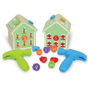 Learning Resources Number Nails Activity Set. Counting. Math skills.  Little houses, nails, and hammer.