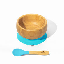 Load image into Gallery viewer, Bamboo Baby Toddler Suction Bowl and Spoon Set Blue