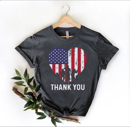 Patriotic Heart Thank You Adult T-shirts