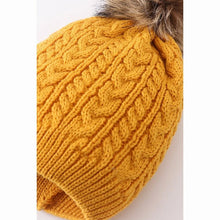 Load image into Gallery viewer, Mustard cable knit pom pom beanie hat sz Toddler / Child NEW