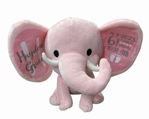 Pink Personalized Plush Elephants.