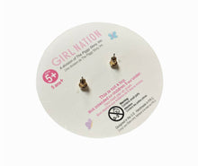 Load image into Gallery viewer, Pink glitter narwhal lead free pierced earrings. Back of posts. 