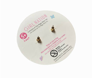 Pink glitter narwhal lead free pierced earrings. Back of posts. 