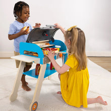 Load image into Gallery viewer, Melissa &amp; Doug Wooden Pretend Play Grill &amp; Pizza Oven. Children playing with grill.