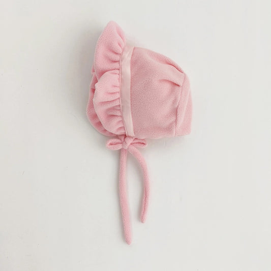 Baby Girls Pink Ribbon Fleece Bonnet - Little Gift Nook