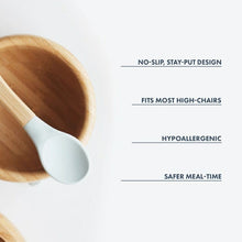 Load image into Gallery viewer, Bamboo baby suction bowl and spoon set benefits.