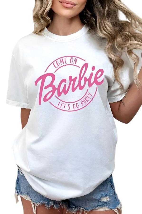 White Adult Come on Barbie, Let's go Party! Tshirt