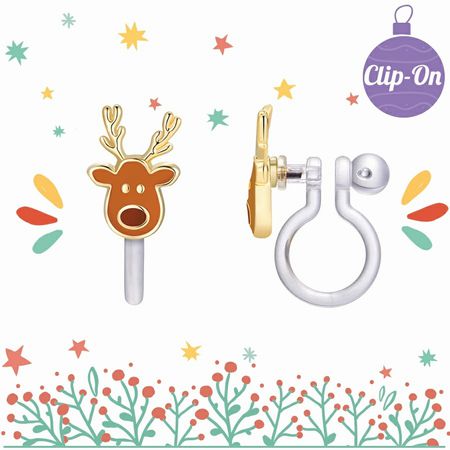 Santa's Reindeer Cutie Clip On Earrings - Little Gift Nook