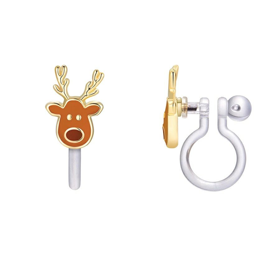 Santa's Reindeer Cutie Clip On Earrings - Little Gift Nook