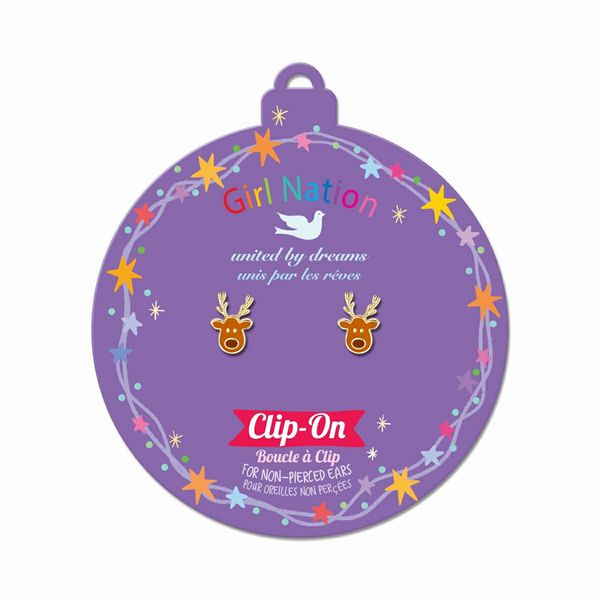 Santa's Reindeer Cutie Clip On Earrings - Little Gift Nook