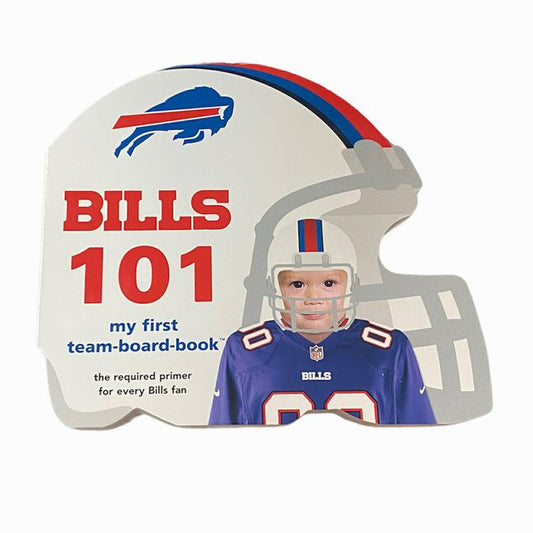 Buffalo Bills 101 Board Book for baby toddler. Shaped like a football helmet, this study book is a great 101 football book about the Bills for any new fan. Great baby shower gift! - Little Gift Nook 