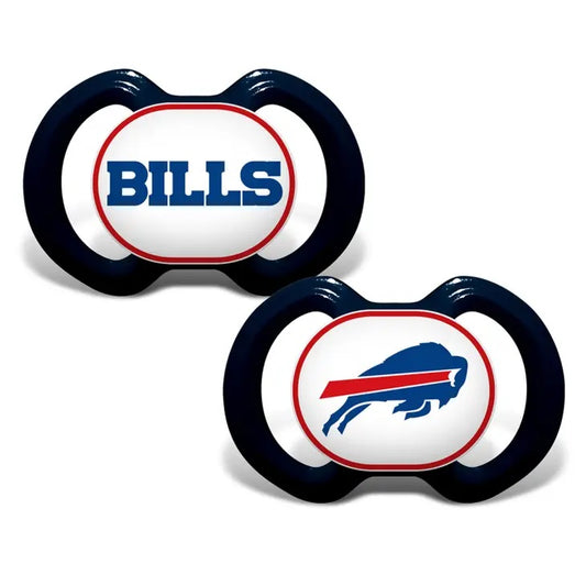 Buffalo Bills NFL Pacifier 2-Pack. Navy red blue logo pacifiers.- Little Gift Nook
