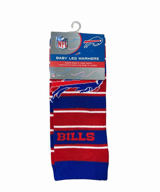 Buffalo Bills NFL Baby Leggings Leg Warmers. Red blue and white striped with logo. - Little Gift Nook
