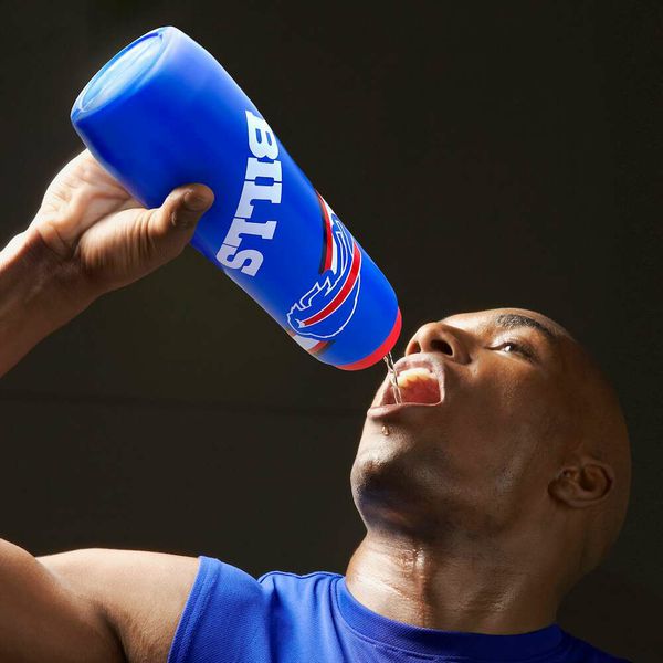 Buffalo Bills Squeezy Water Bottle BPA Free 32oz. Royal blue Bills logo water bottle squeezy and drink without having to touch lid. - Little Gift Nook