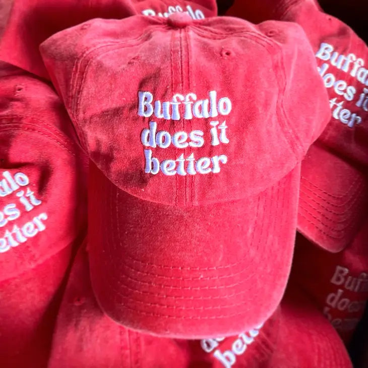 Buffalo does it Better Bills Hat red baseball style hat. Little Gift Nook.