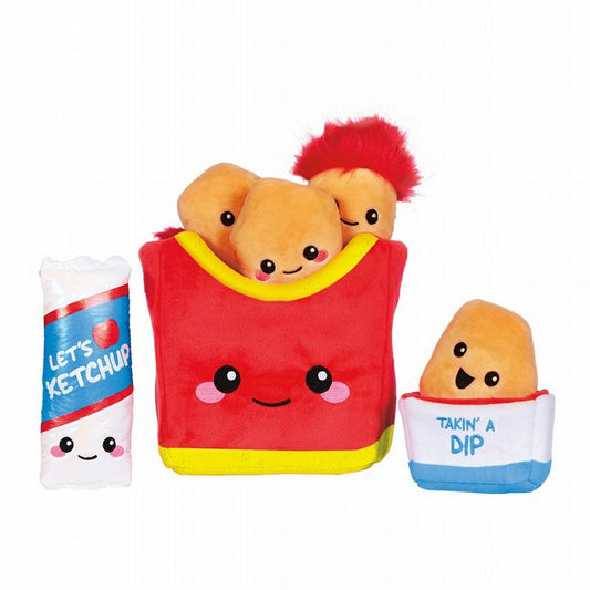 Chicken Nugget Plushies with dipping dish & slow rise ketchup! Plush food. Food Plush. 4 nuggets can be removed from pack and dip.- Little Gift Nook