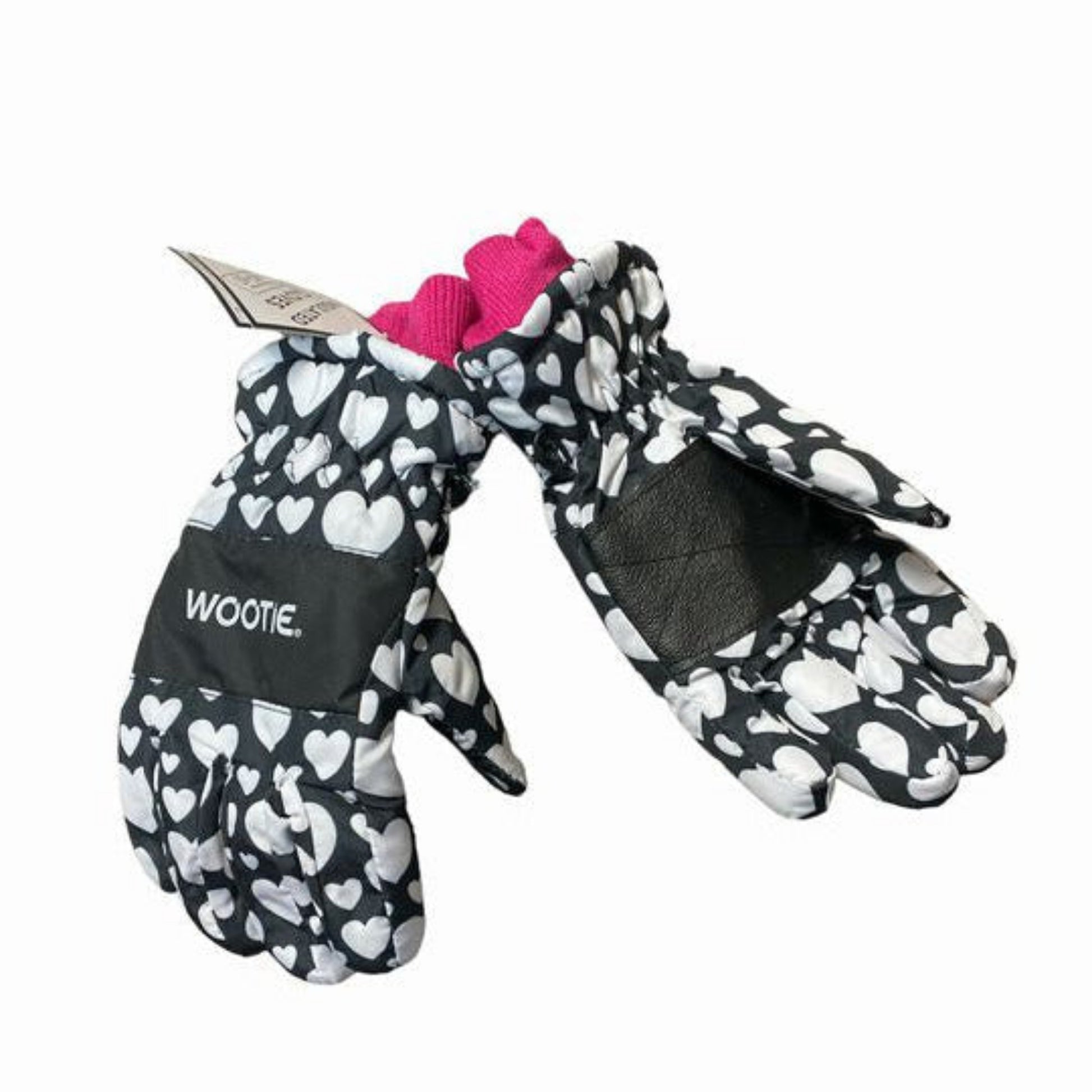 Chilldren's Black White Hearts Snow Gloves - Little Gift Nook