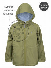 Load image into Gallery viewer, Childrens fleece lined waterproof raincoat with hidden pattern