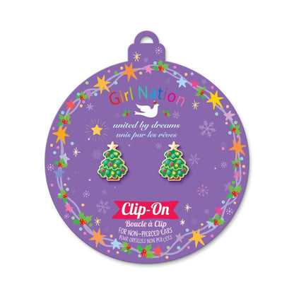 Happy Christmas Tree Clip On Earrings - Little Gift Nook