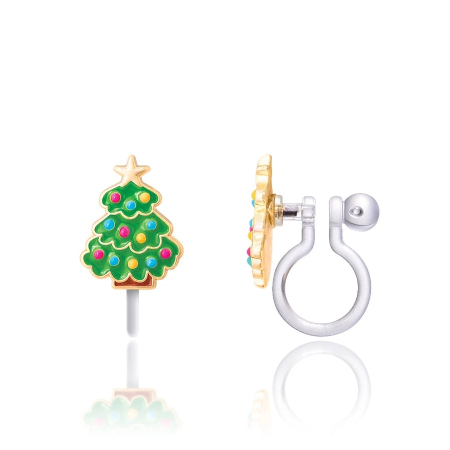 Happy Christmas Tree Clip On Earrings - Little Gift Nook