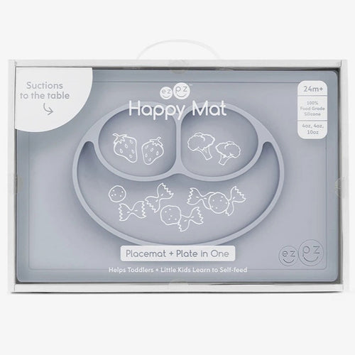 Ezpz gray suction happy mat placement dish for babies & toddlers color gray