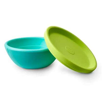 GoSili Silicone Bowl and Plate Set – teal with green lid and Microwave Safe, Airtight Food Storage, BPA-Free - Little Gift Nook
