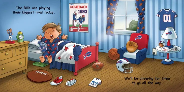 Good Night, Bills Board Book. Story book from morning until night getting ready for game. - Little Gift Nook