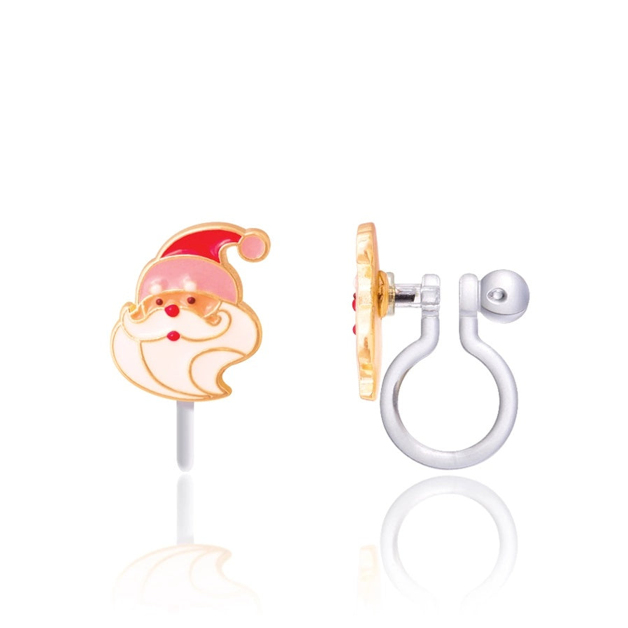 Holly Jolly Santa Clip On Earrings - Little Gift Nook