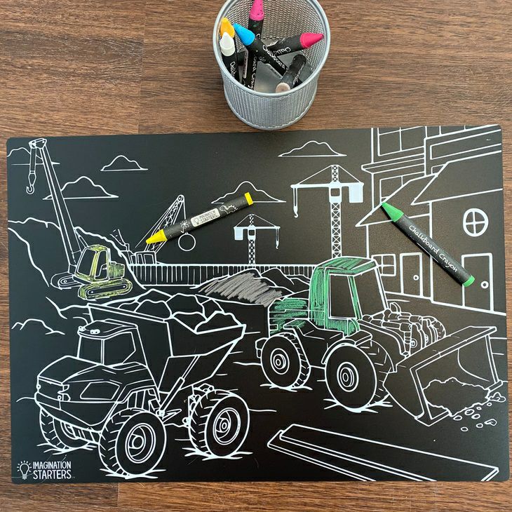 Imagination Starters Construction Chalkboard Placemat 12"x17" - Little Gift Nook