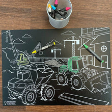 Load image into Gallery viewer, Imagination Starters Construction Chalkboard Plastic Wipe off Reusable Placemat 12&quot;x17&quot;