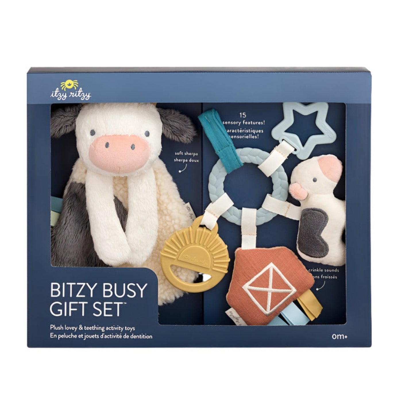Itzy Ritzy Busy Farm Baby Gift Set. Comes packed in a clear window box showing all pieces. - Little Gift Nook