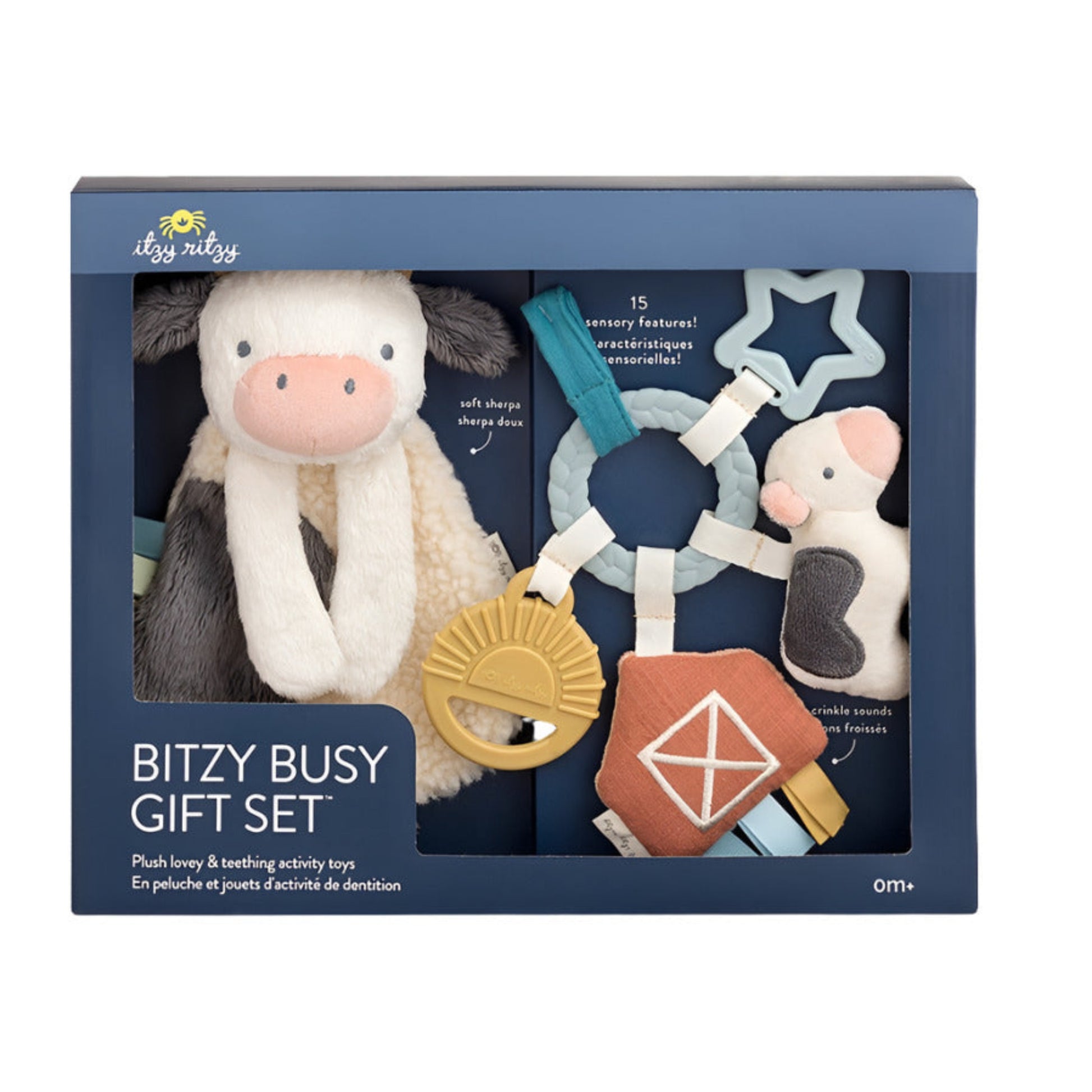 Itzy Ritzy Busy Farm Baby Gift Set. Comes packed in a clear window box showing all pieces. - Little Gift Nook