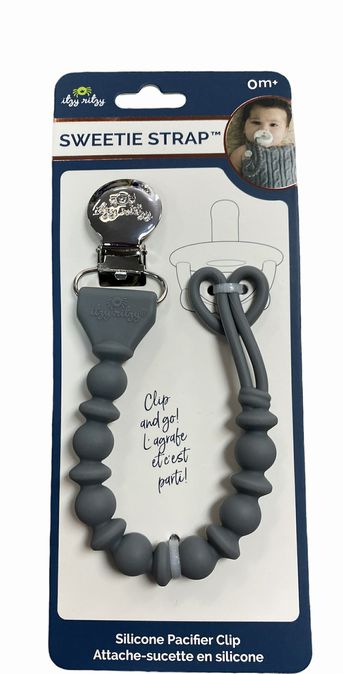 Itzy Ritzy Sweetie Strap Pacifier Clip Gray - Little Gift Nook