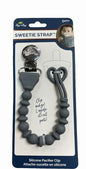 Itzy Ritzy Sweetie Strap Pacifier Clip Gray - Little Gift Nook