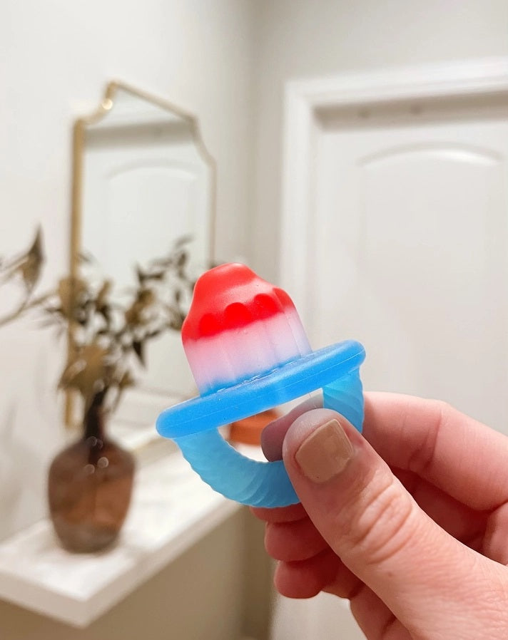 Itzy Ritzy Hero Pop Silicone Teether looks like popsicle  - Little Gift Nook