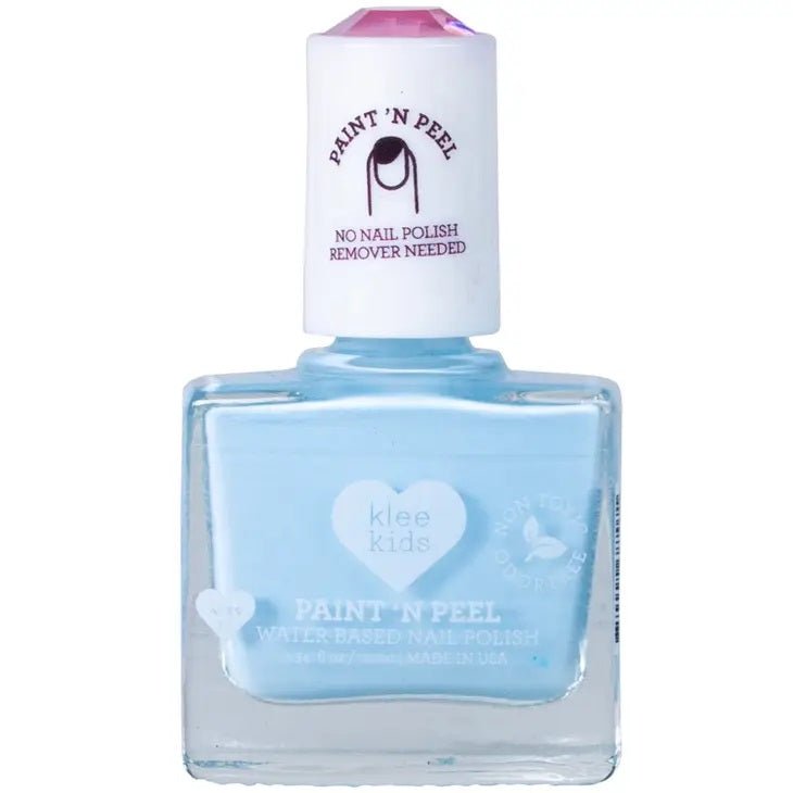 Klee Naturals Peel-Off Nail Polish – Little Rock Blue -  Made in USA! Comes off clothing & furniture with water and peels off so no remover needed- Little Gift Nook