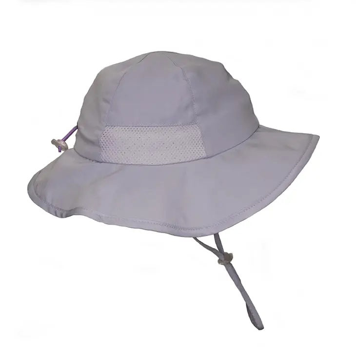 Lavender Adjustable Baby Toddler Sun Hat. Moisture wicking and 30+ UPF protection.  washable, lightweight, and comes with adjustable straps under chin and head size.- Little Gift Nook