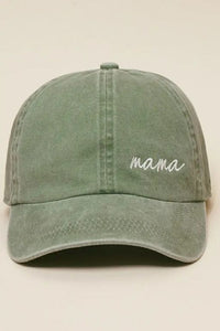 Mama Lettering Embroidery Baseball Cap Hat in army green.