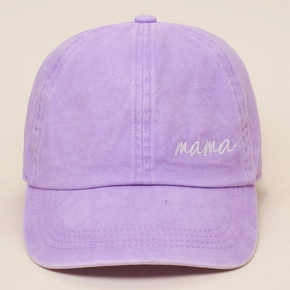 Mama Lettering Embroidery Baseball Cap Hat lavender. mama embroidered on front.- Little Gift Nook