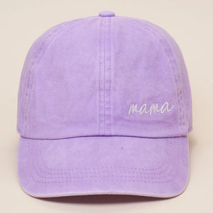 Mama Lettering Embroidery Baseball Cap Hat in lavender.