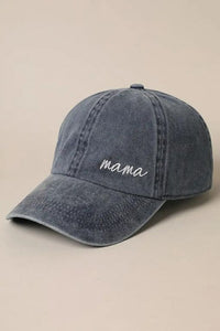 Mama Lettering Embroidery Baseball Cap Hat side view.