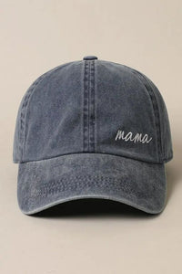 Mama Lettering Embroidery Baseball Cap Hat in navy.