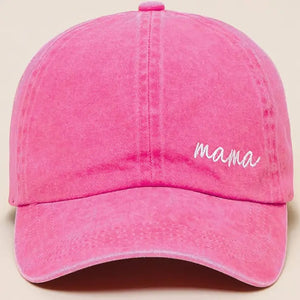 Mama Lettering Embroidery Baseball Cap Hat in pink.